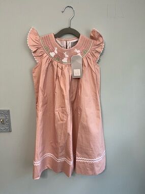 Lil Cactus Blush Pink Smocked Bunny Dress for Girls